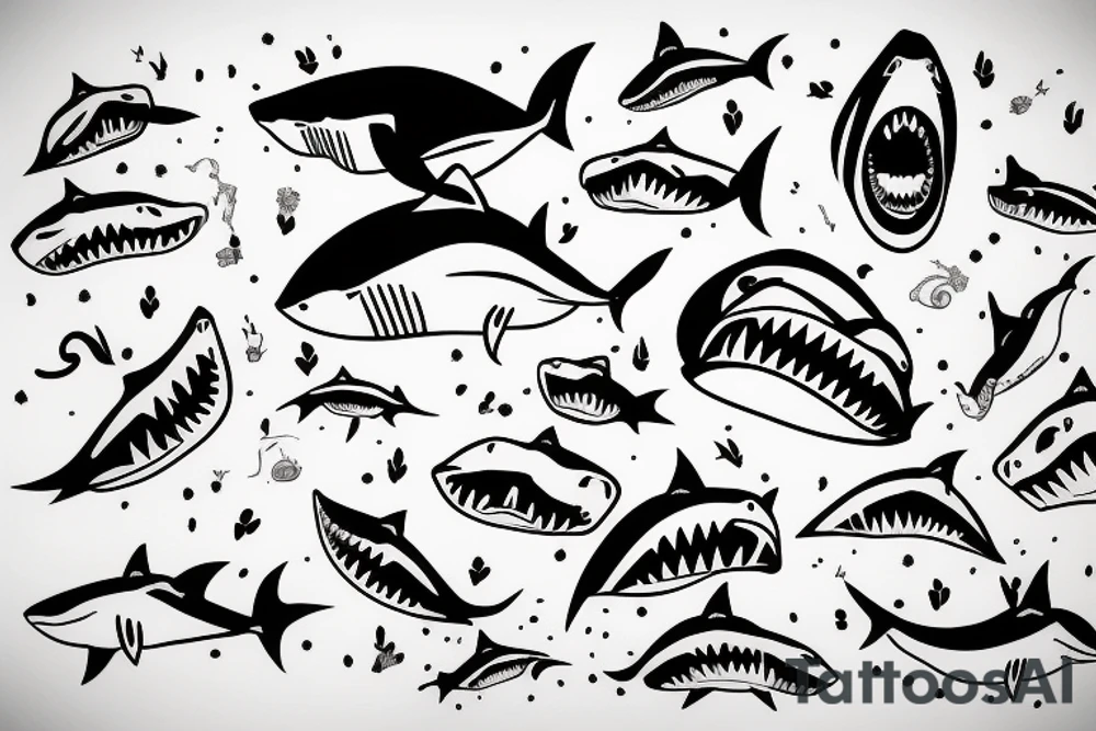 shark smiling and winking tattoo idea