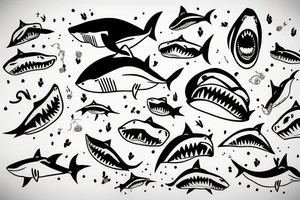 shark smiling and winking tattoo idea
