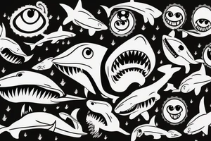 shark smiling and winking tattoo idea