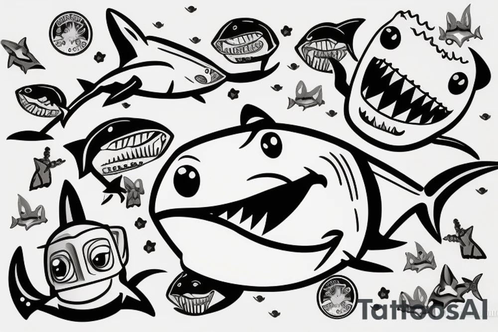 shark winking tattoo idea