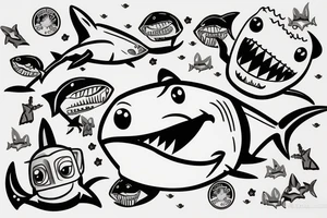 shark winking tattoo idea