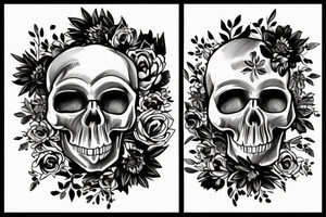 A skull with the words find someone who grows flowers in the darkest parts of you tattoo idea