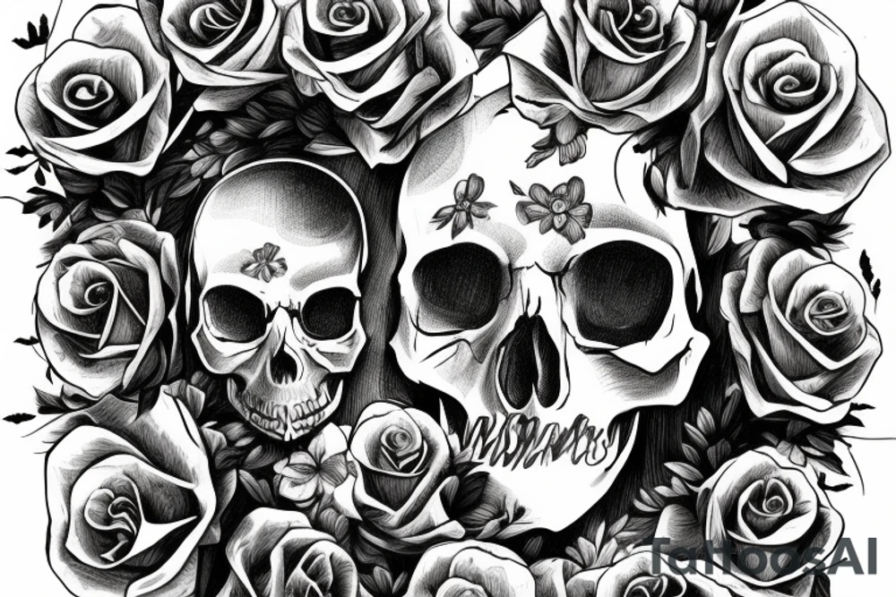 A skull with the words find someone who grows flowers in the darkest parts of you tattoo idea