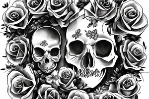 A skull with the words find someone who grows flowers in the darkest parts of you tattoo idea