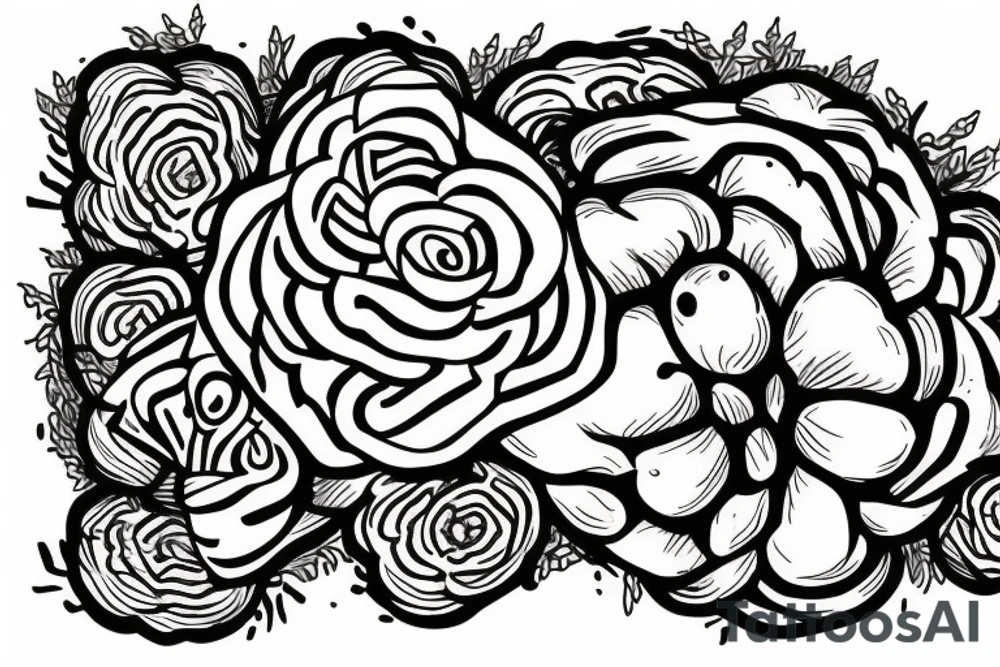 A brain with the words find someone who grows flowers in the darkest parts of you tattoo idea