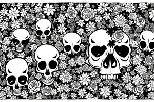 A skull with flowers growing out of it with the words find someone who grows flowers in the darkest parts of you tattoo idea