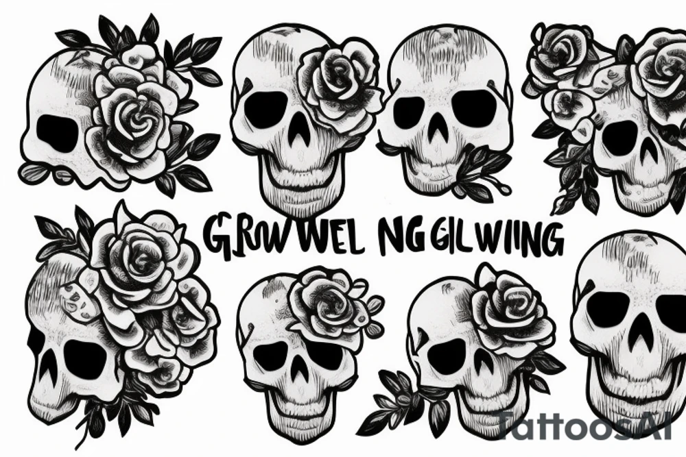 A skull with flowers growing out of it with the words find someone who grows flowers in the darkest parts of you tattoo idea