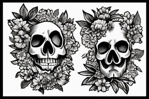 A skull with flowers growing out of it with the words find someone who grows flowers in the darkest parts of you tattoo idea