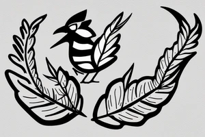 2 magpies and one has a fern in its mouth tattoo idea