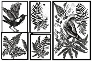 A magpie with a fern tattoo idea
