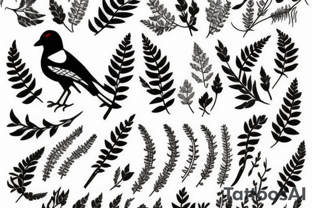 A magpie with a fern tattoo idea