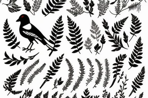 A magpie with a fern tattoo idea