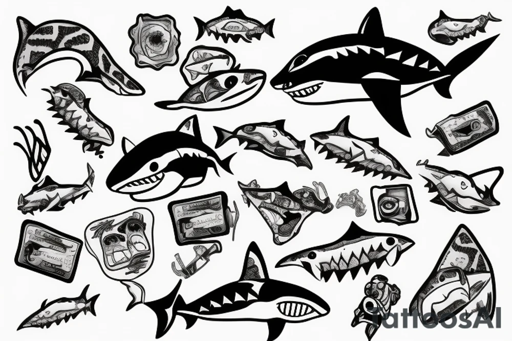 shark drug addict tattoo idea