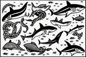 lonely shark dark ocean tattoo idea