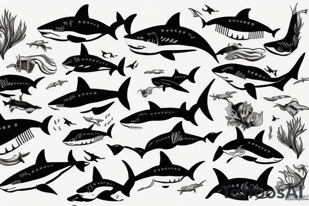 lonely shark dark ocean tattoo idea