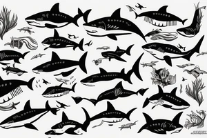 lonely shark dark ocean tattoo idea