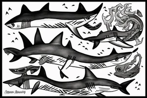 lonely shark dark ocean tattoo idea