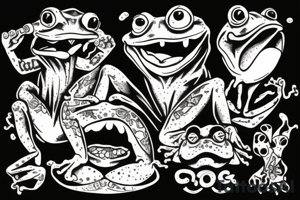 demonic frog smoking crack tattoo idea