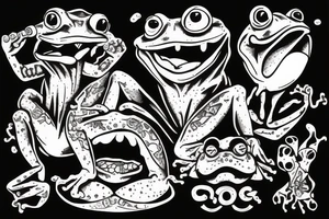 demonic frog smoking crack tattoo idea