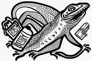 lizard drinking beer in a sweatshirt tattoo idea