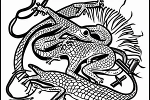 lizard drinking beer in a sweatshirt tattoo idea