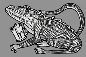 lizard drinking beer in a sweatshirt tattoo idea