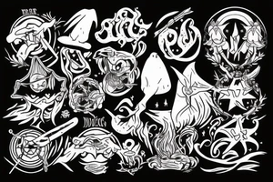 witch casting spells on dark spirits tattoo idea