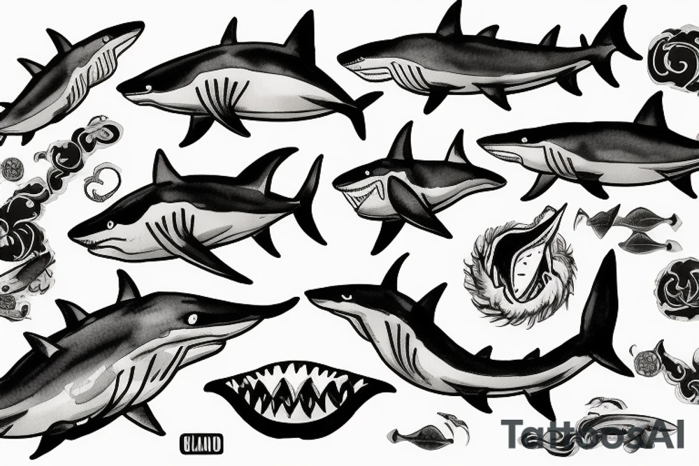 shark smoking cigar tattoo idea