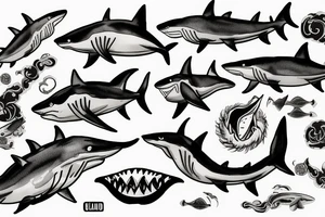 shark smoking cigar tattoo idea