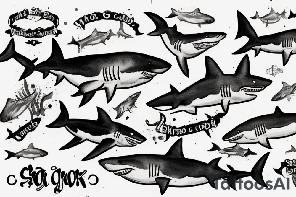 shark smoking cigar tattoo idea