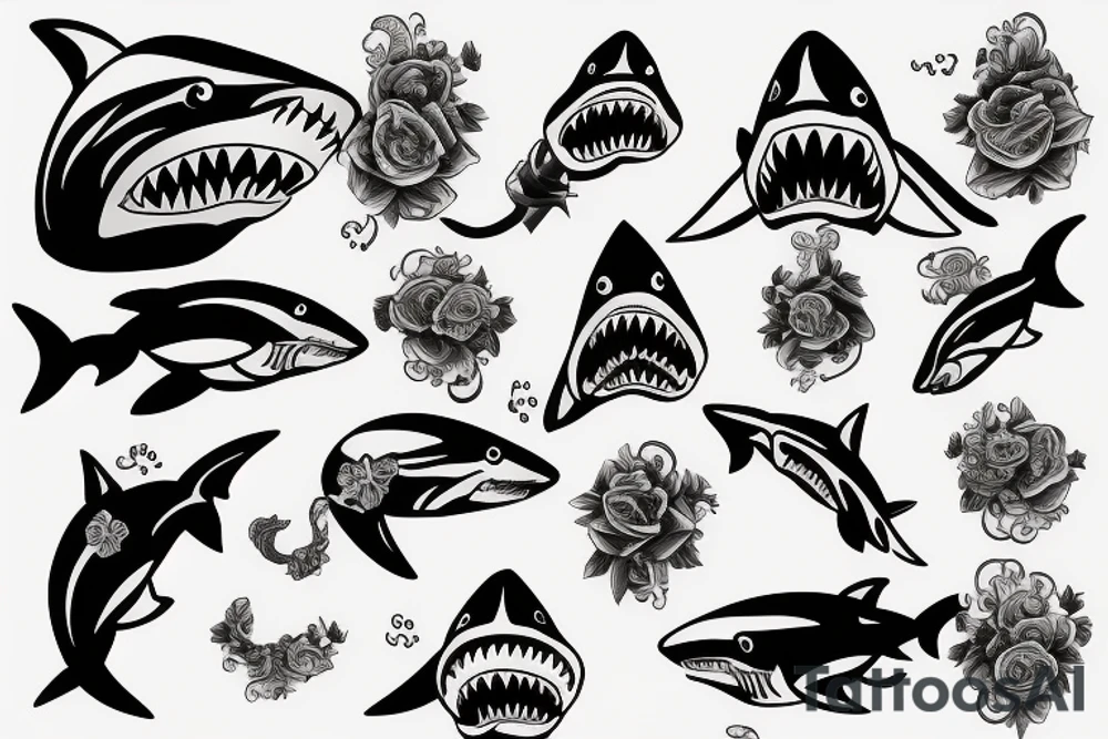 shark smoking cigar tattoo idea