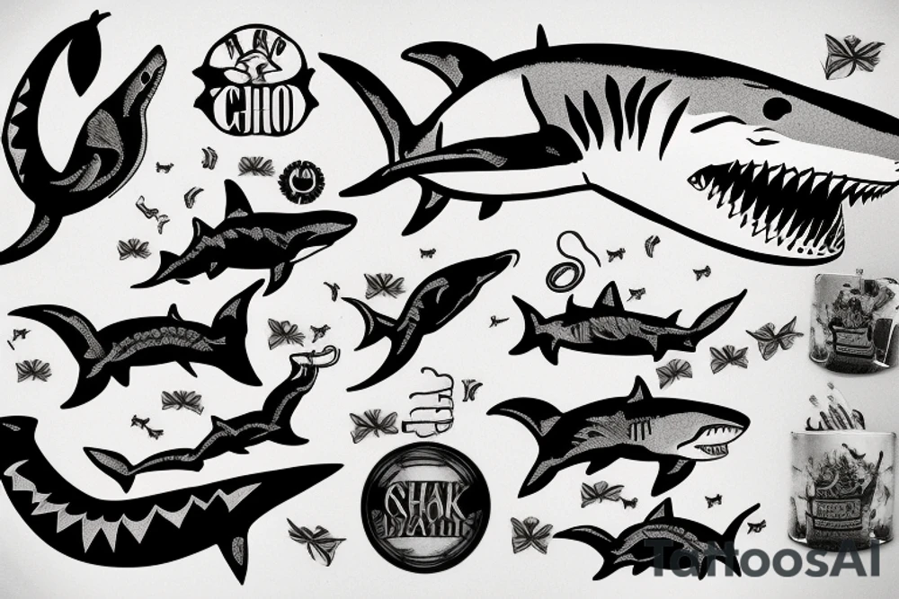 shark smoking cigar tattoo idea