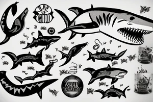 shark smoking cigar tattoo idea