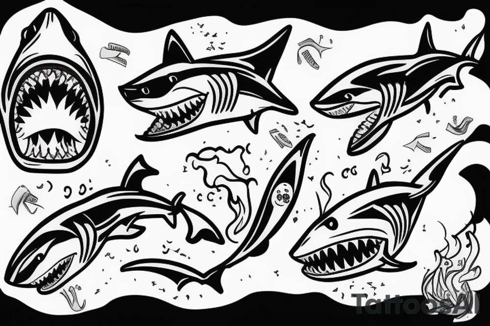 shark smoking cigar tattoo idea