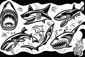shark smoking cigar tattoo idea