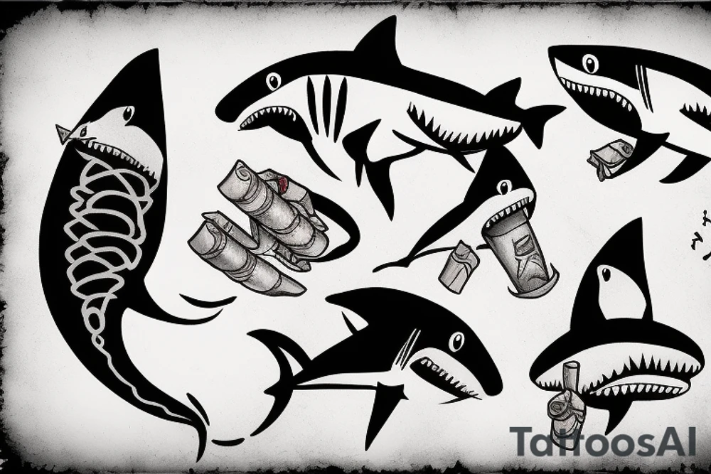 shark smoking cigar tattoo idea
