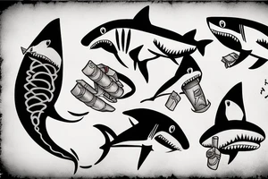 shark smoking cigar tattoo idea