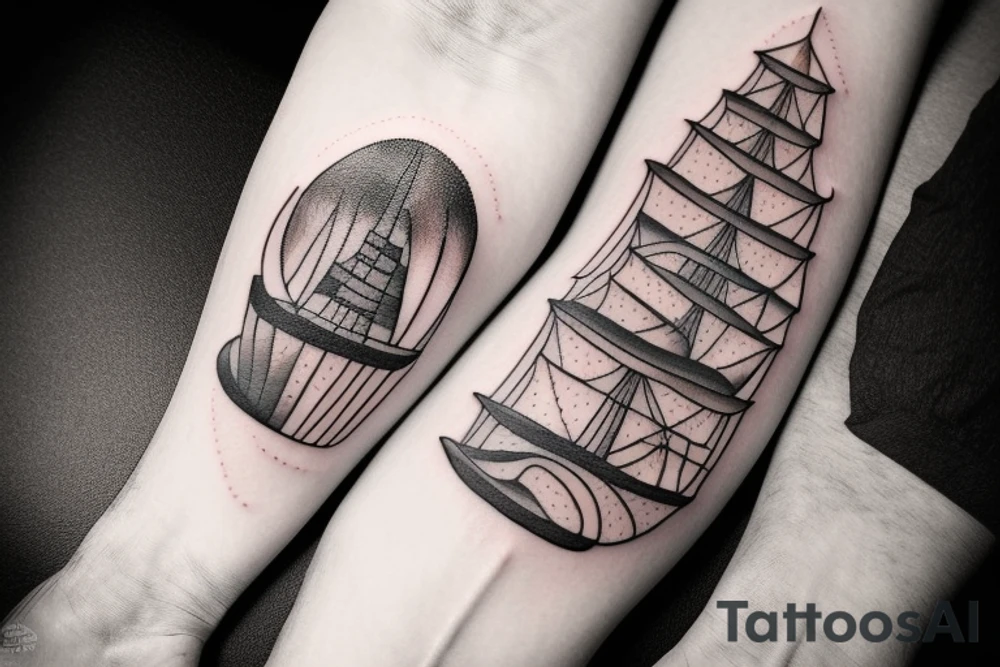 Concept tattoo for upper arm. Travel oriented. Destination tattoo idea