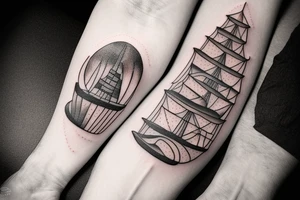 Concept tattoo for upper arm. Travel oriented. Destination tattoo idea