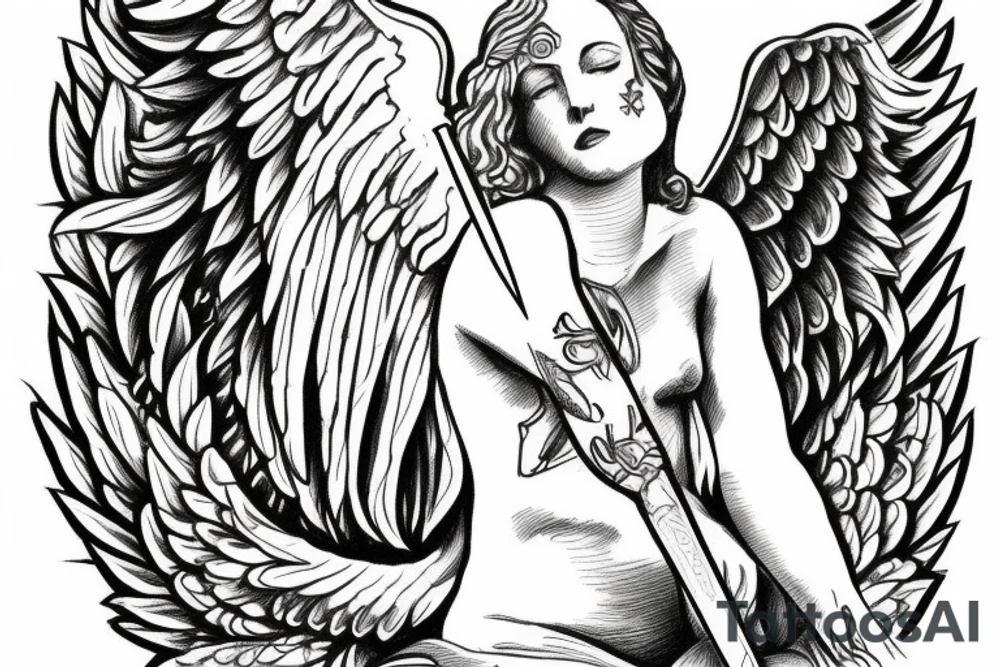 angel with sword tattoo idea