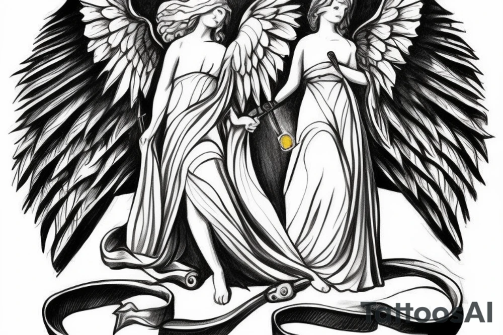 angel with sword tattoo idea