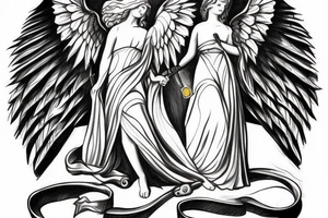 angel with sword tattoo idea