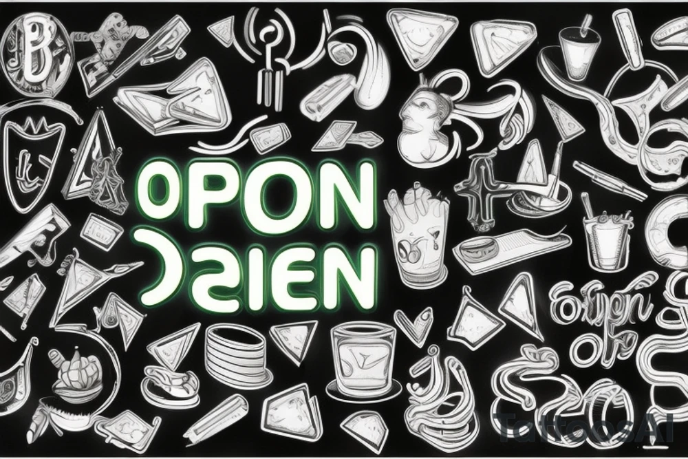 neon sign 'open' tattoo idea