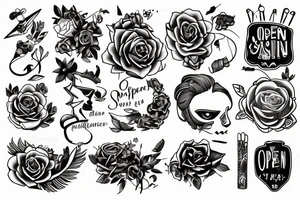 neon sign 'open' tattoo idea