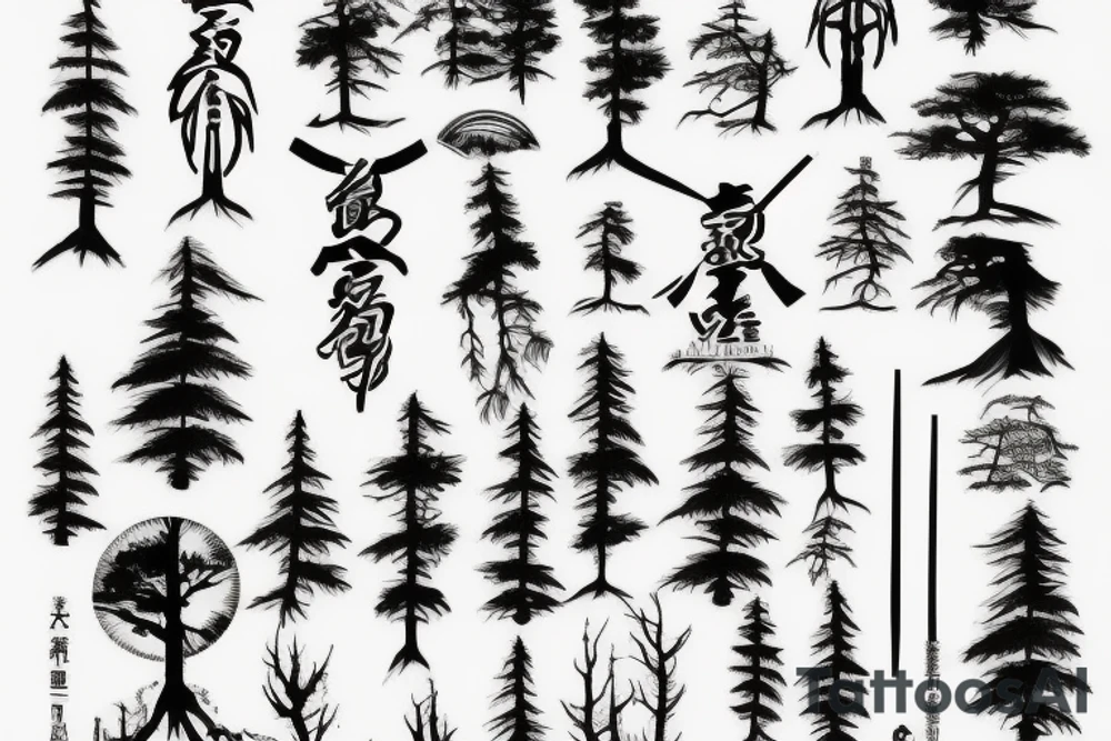 Forest, nature, life, samurai tattoo idea