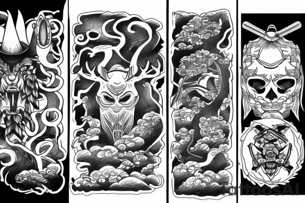 Forest, nature, life, samurai tattoo idea
