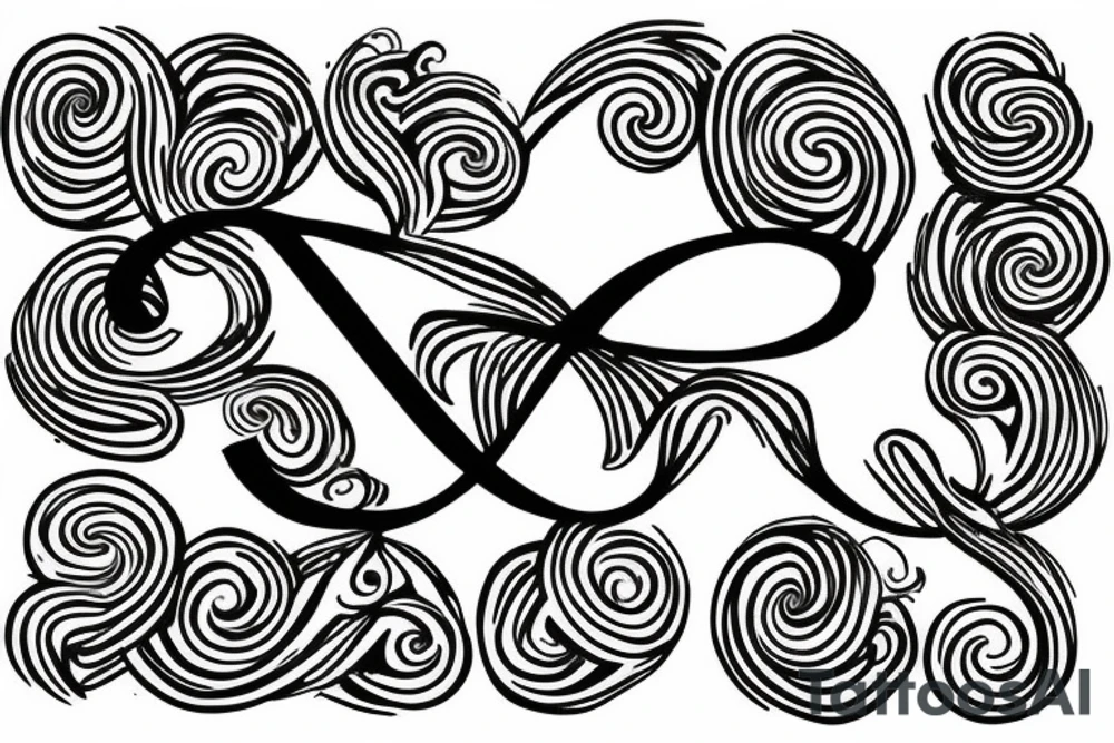 My wife's name "Beau Dene" inside an infinity sign tattoo idea
