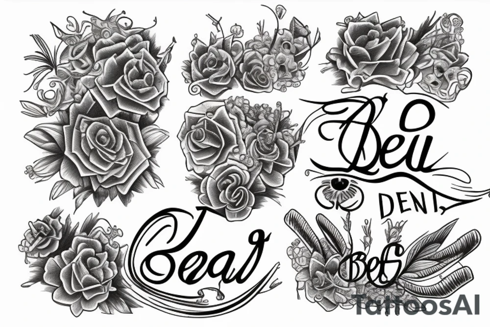 the name "Beau Dene" inside tattoo idea