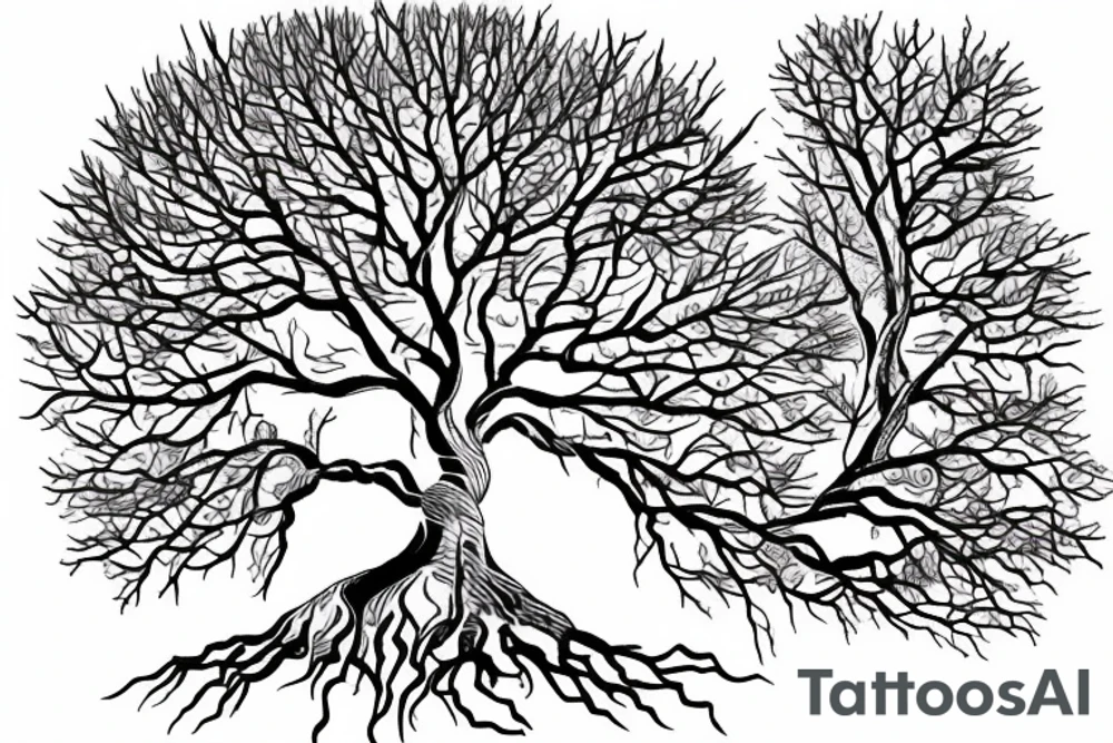gondor tree in the back with a Achiles in front tattoo idea