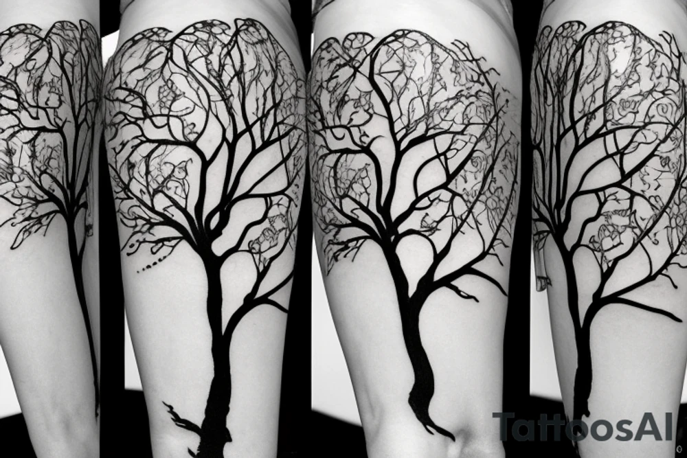 gondor tree in the back with a Achiles in front tattoo idea